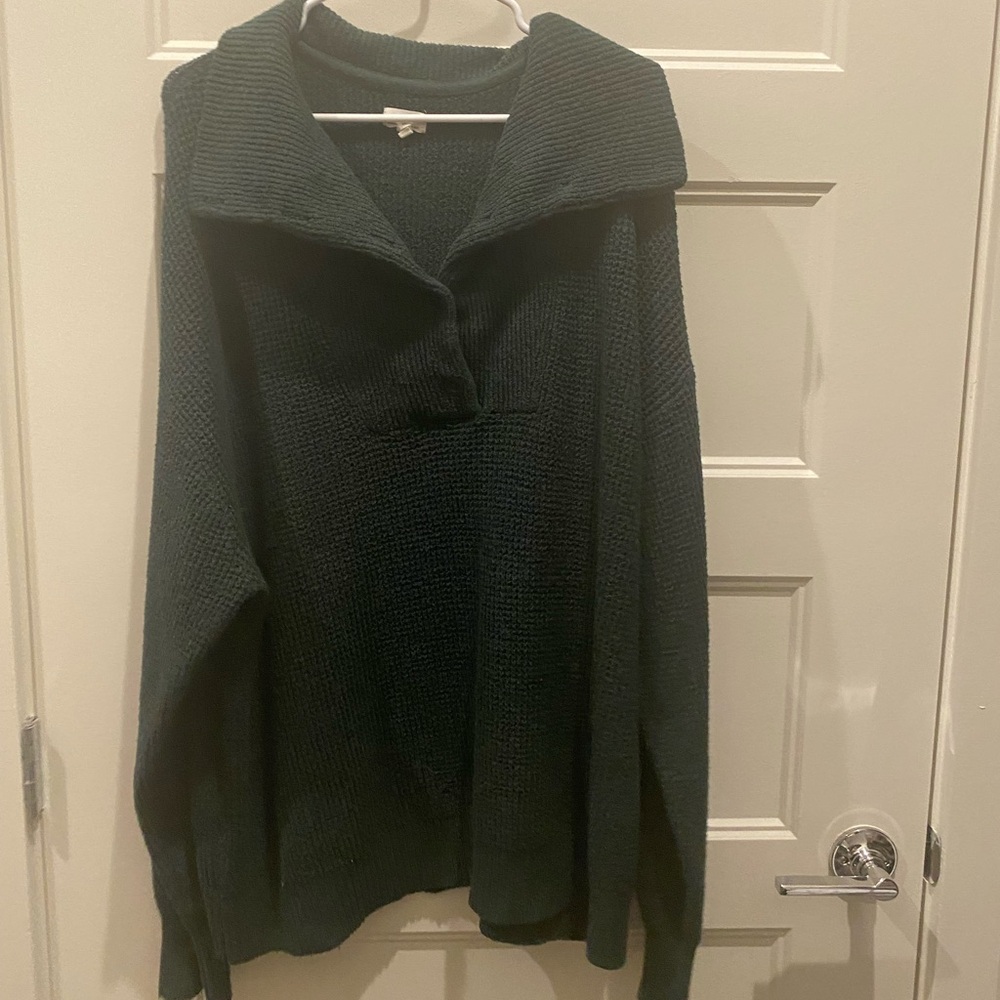 Aerie Deep Green Cowl Neck Sweater
